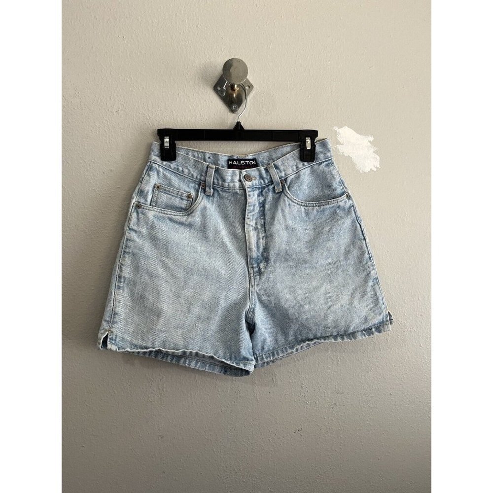 Halston Vintage High Waist Mom Denim Shorts Light Wash Size 6